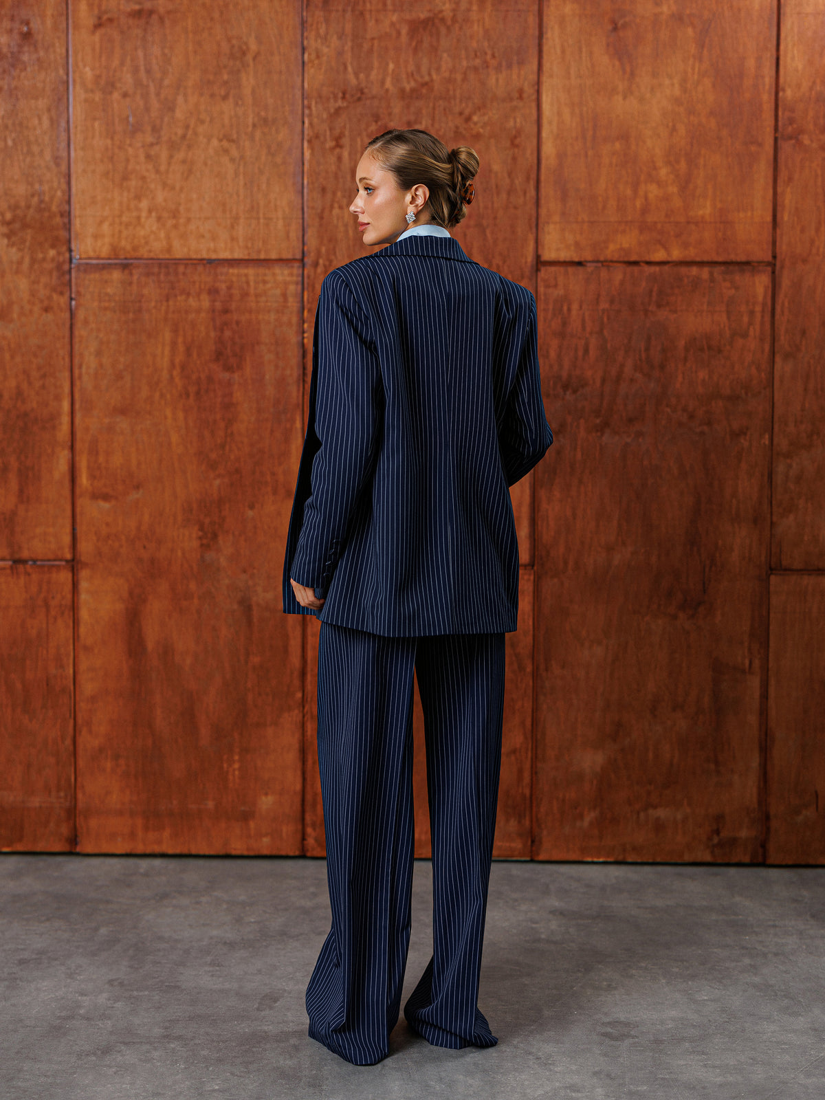 Classic Suit — Navy Pinstripes