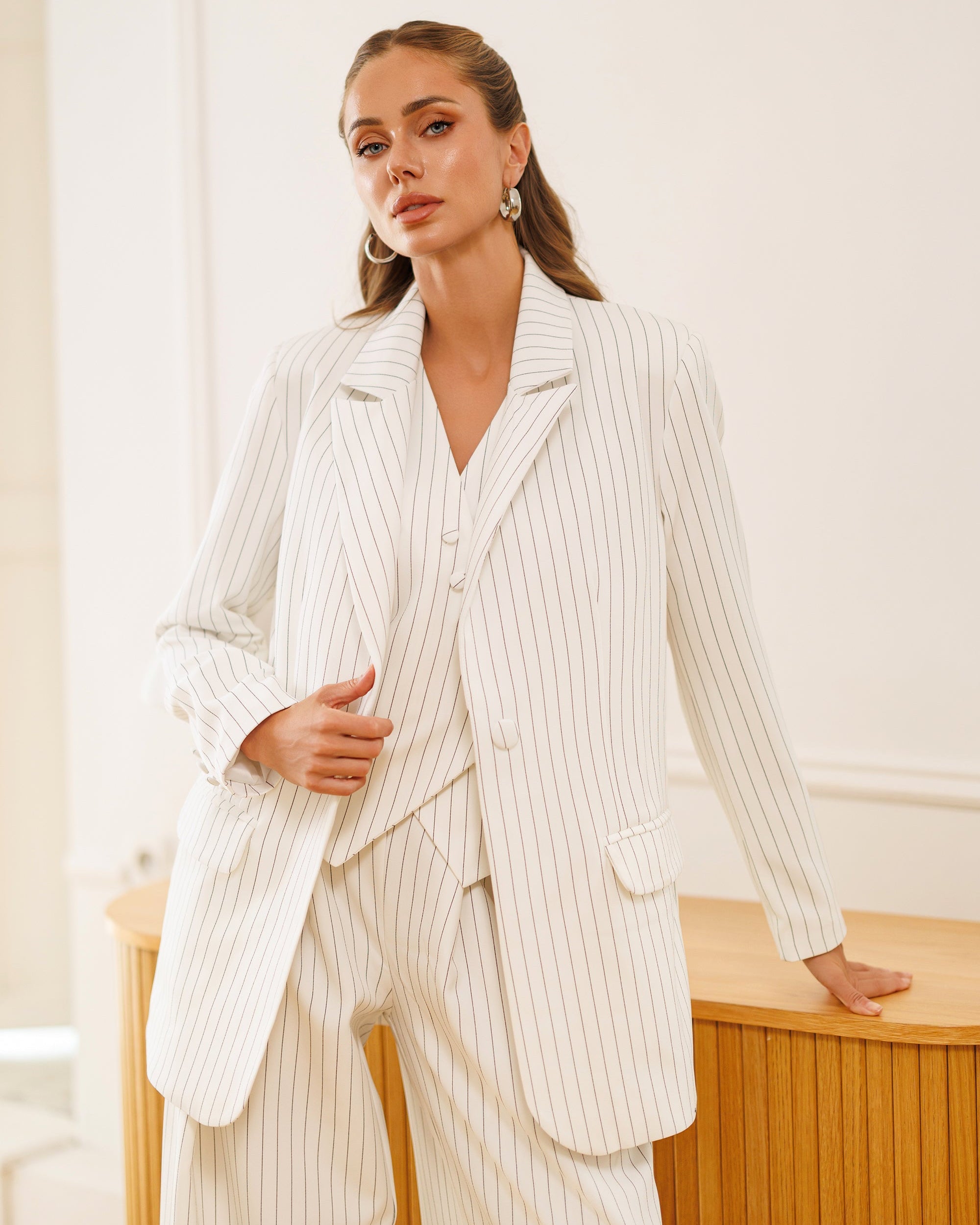 Soho Pinstripe Suit - White