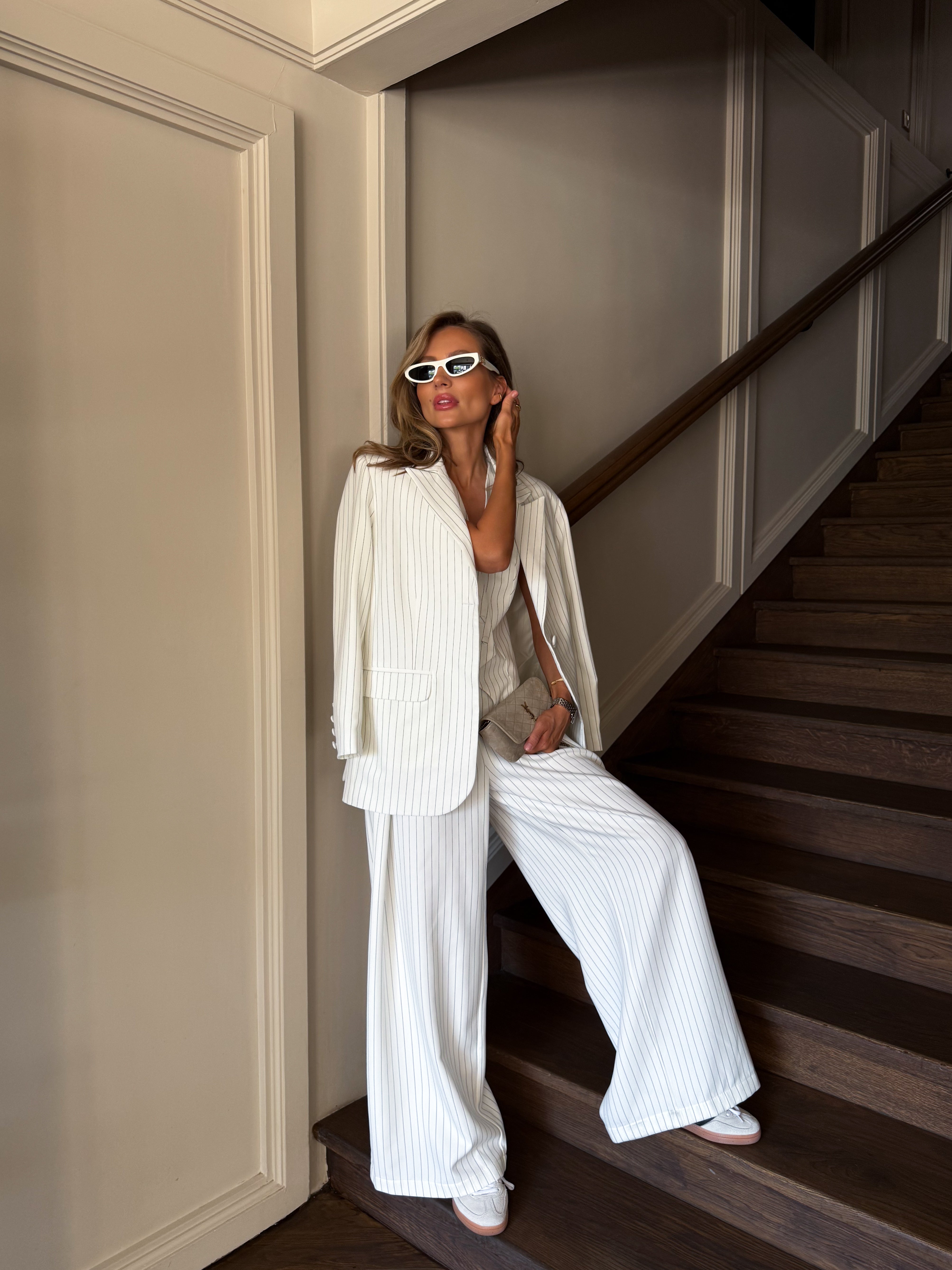 Soho Pinstripe Suit - White