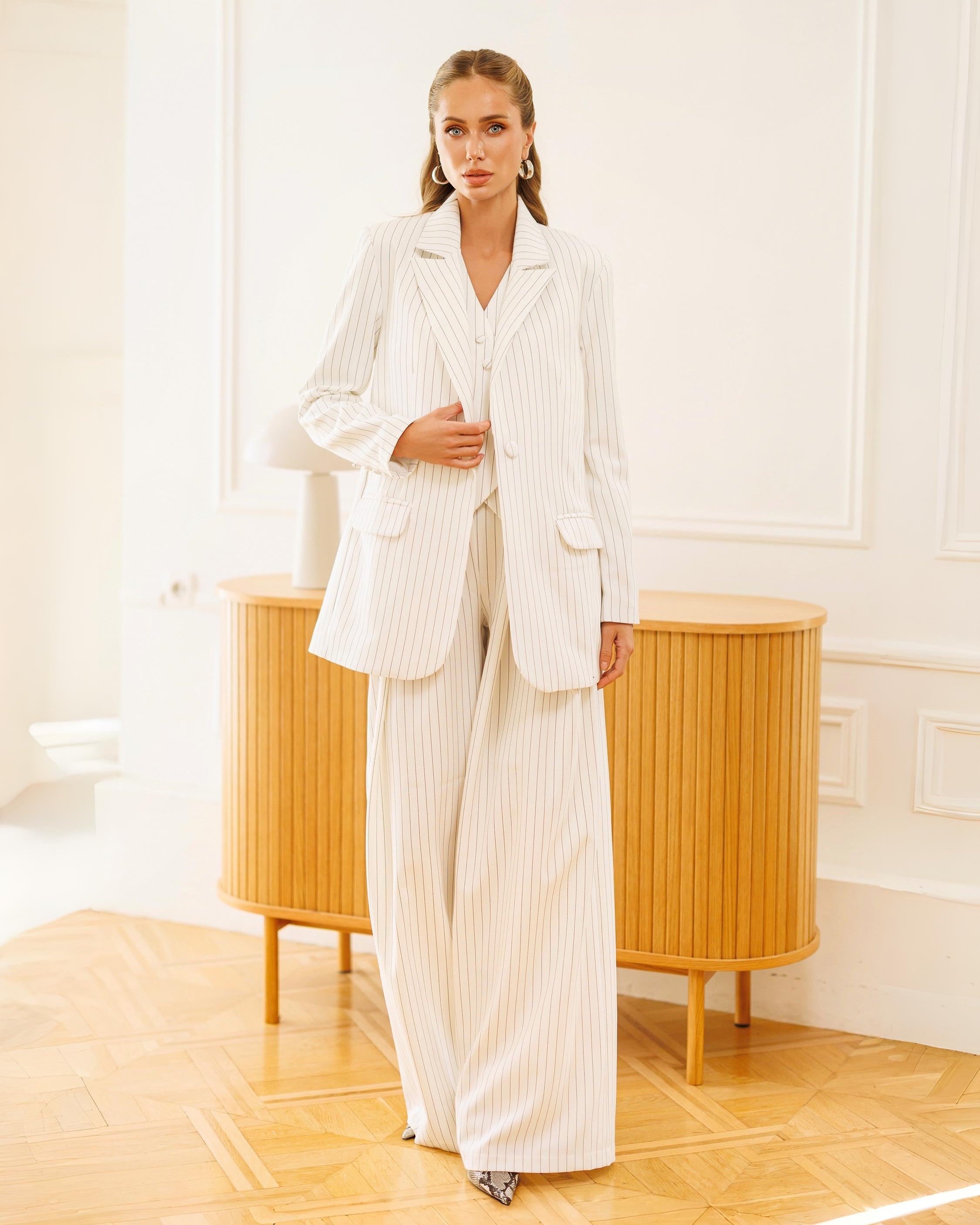 Soho Pinstripe Suit - White