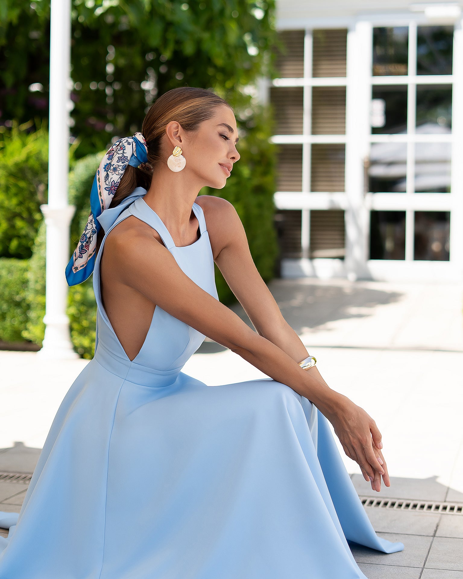 Bloom Midi Dress - Sky Blue