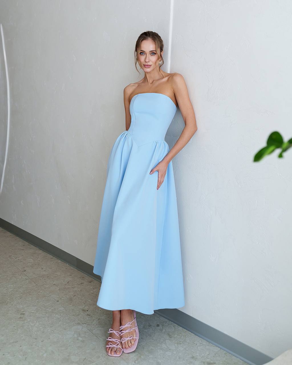 Tulip Midi Dress - Sky Blue