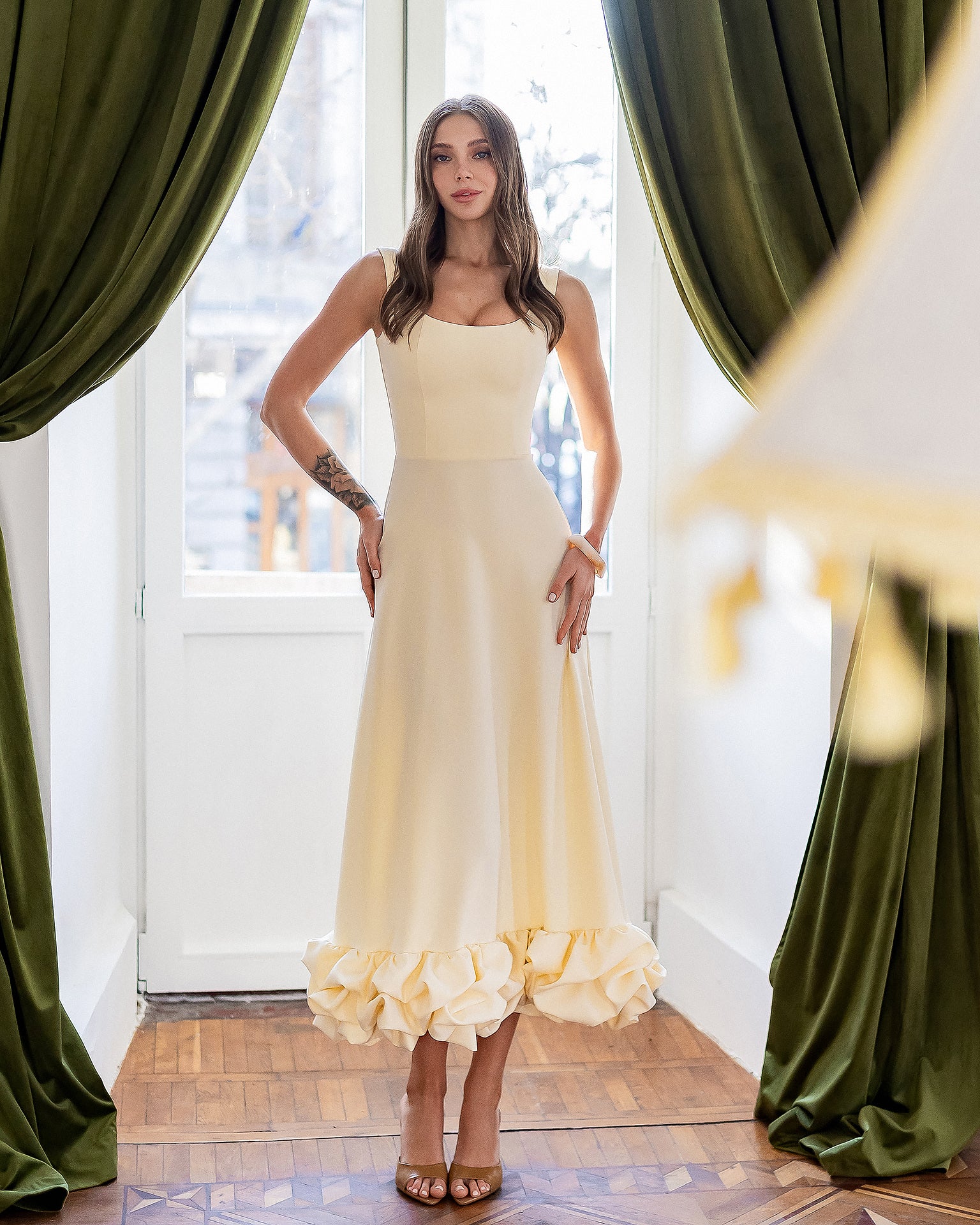 Swan Maxi Dress - Yellow