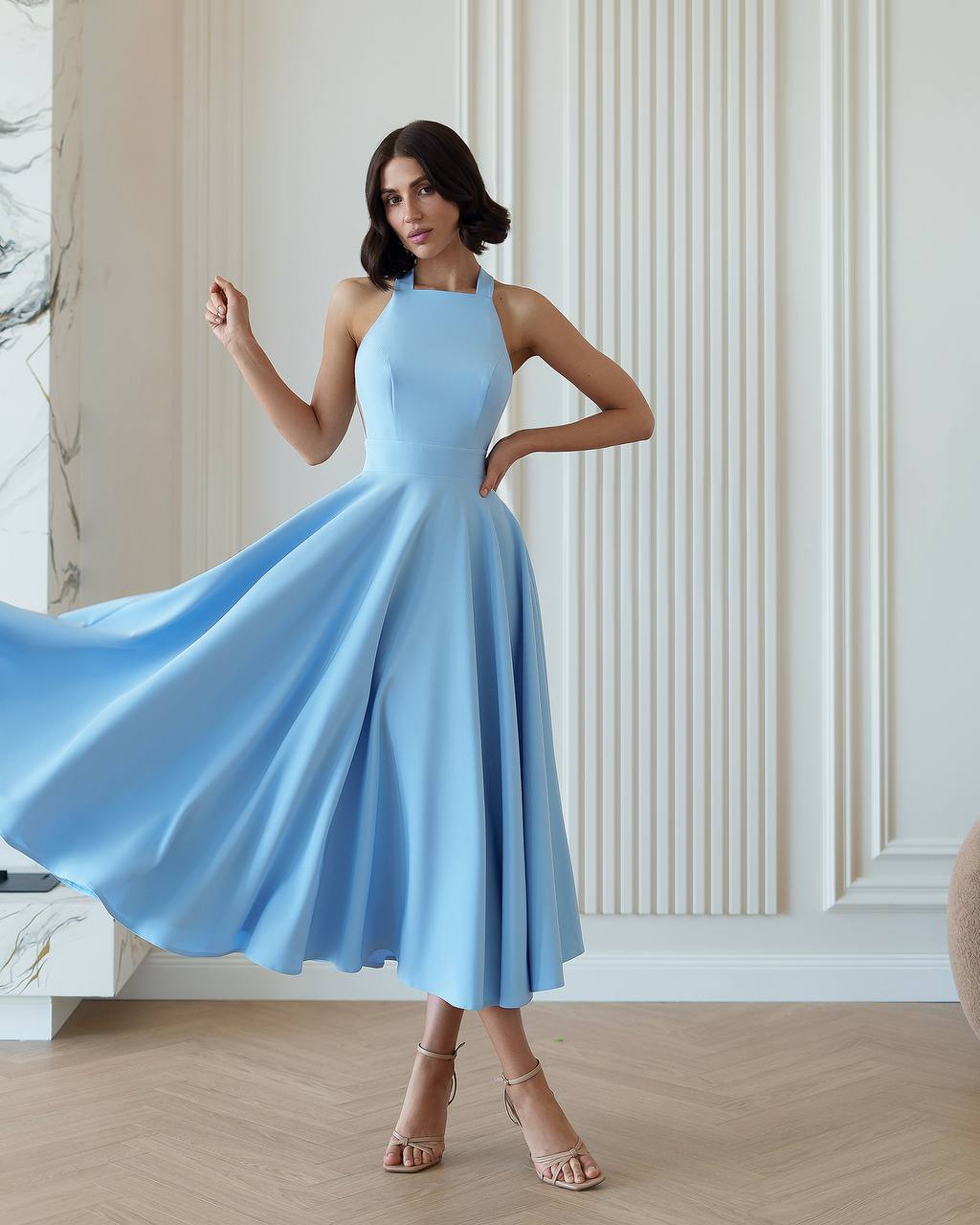 Bloom Midi Dress - Sky Blue