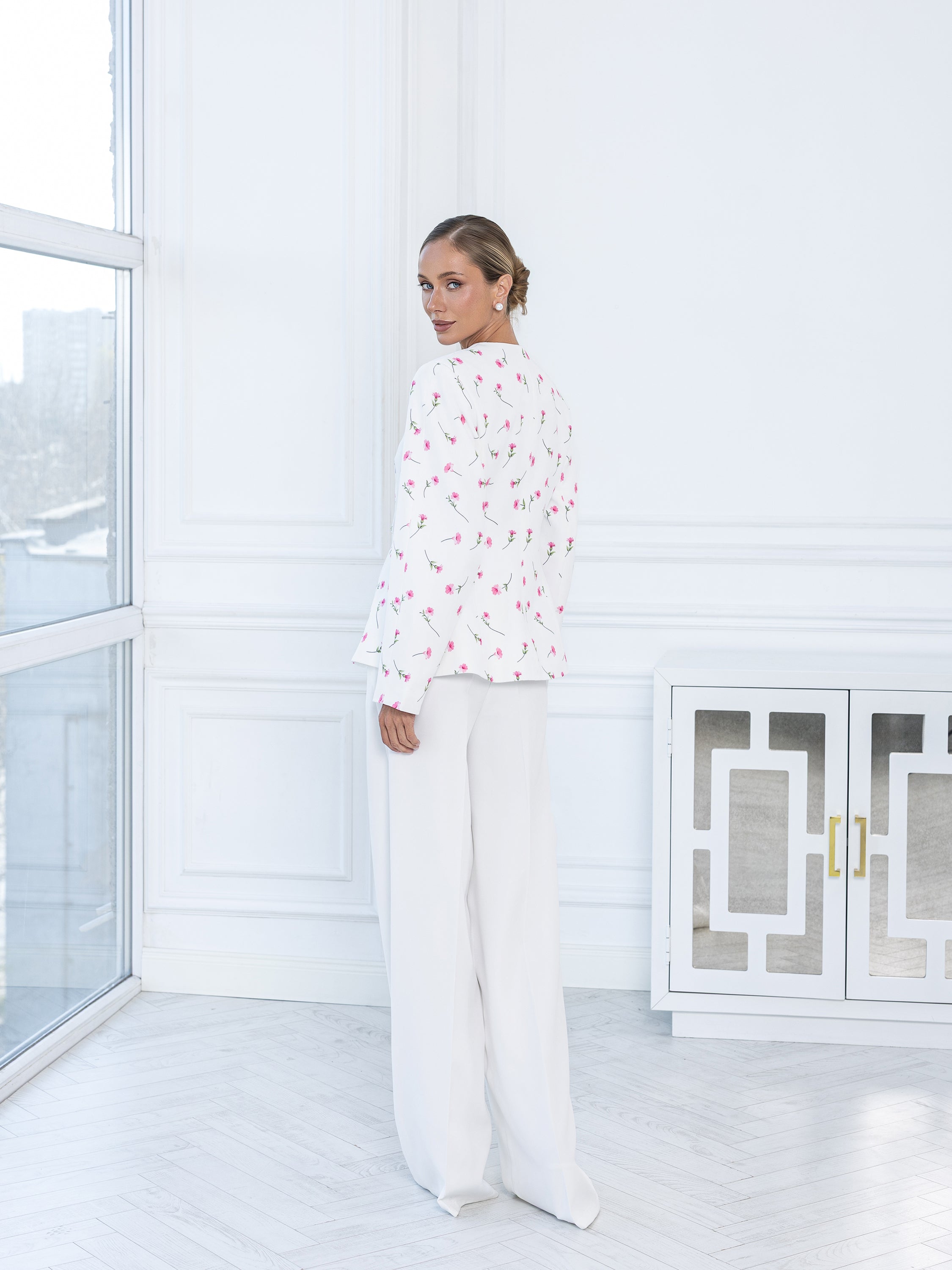 Floral Print Blazer - White