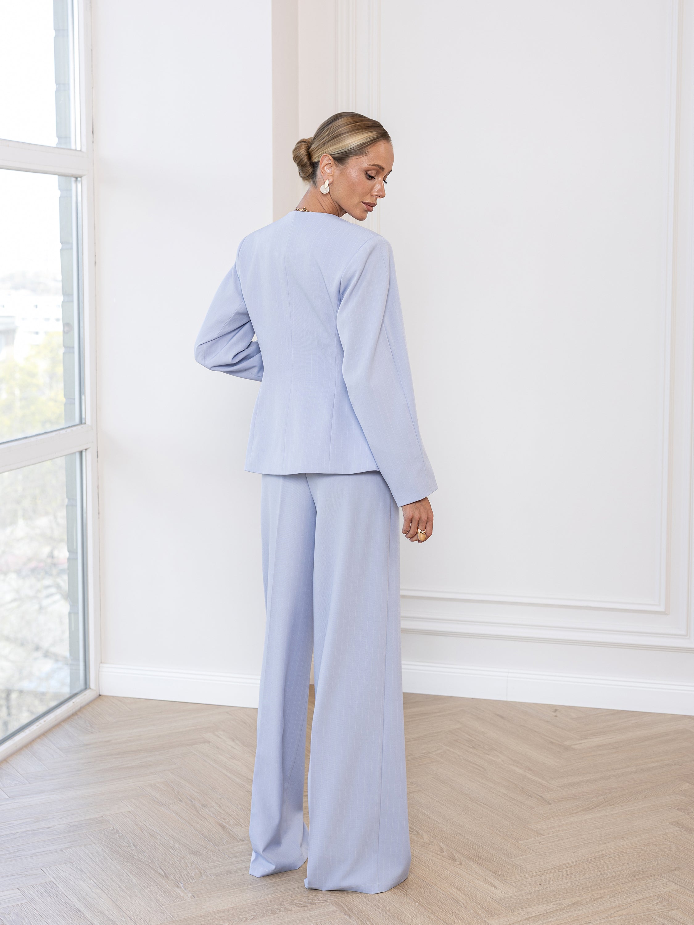 Mirai Pinstripe Suit - Sky Blue