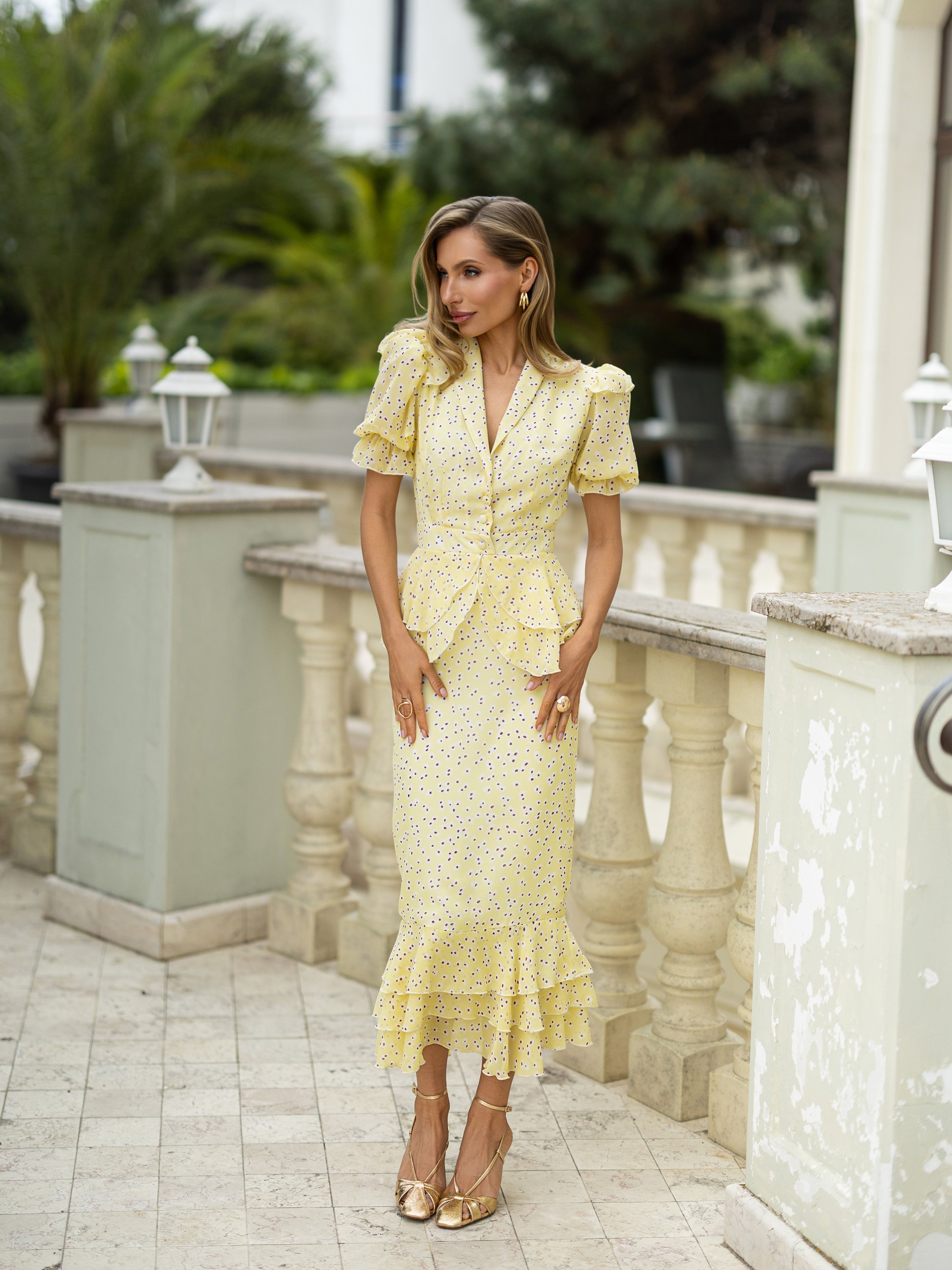 Amélie Midi Dress - Yellow
