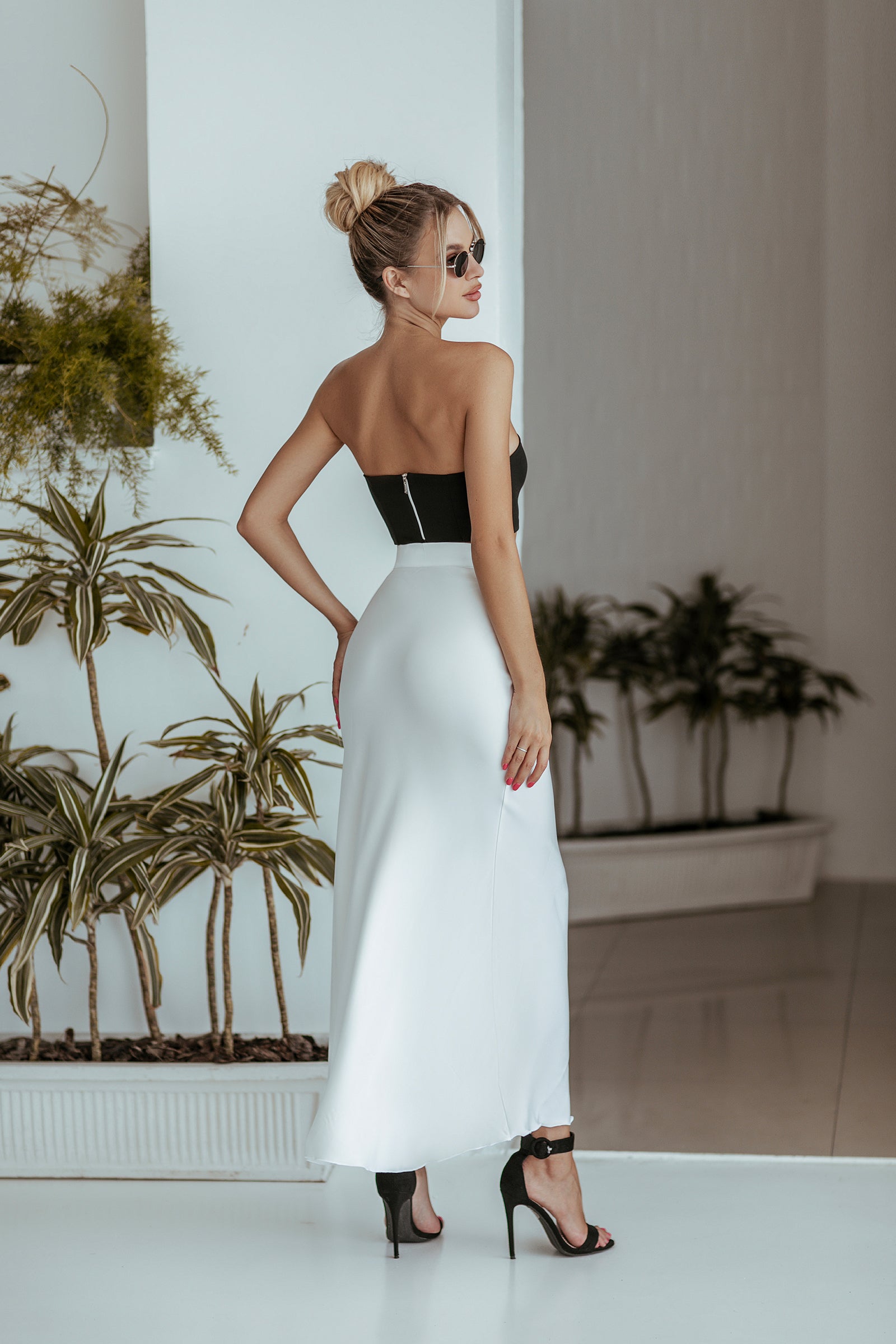 Bianca Satin Maxi Skirt - White